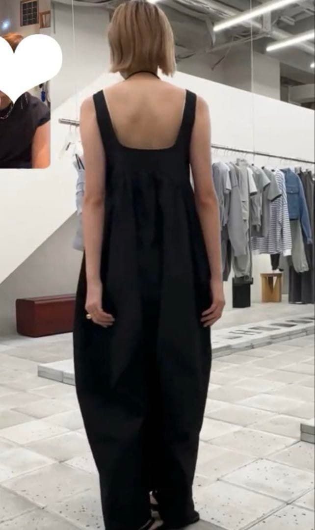 anuke アンヌーク コットンギャザーコンビネゾン*ブラック 38