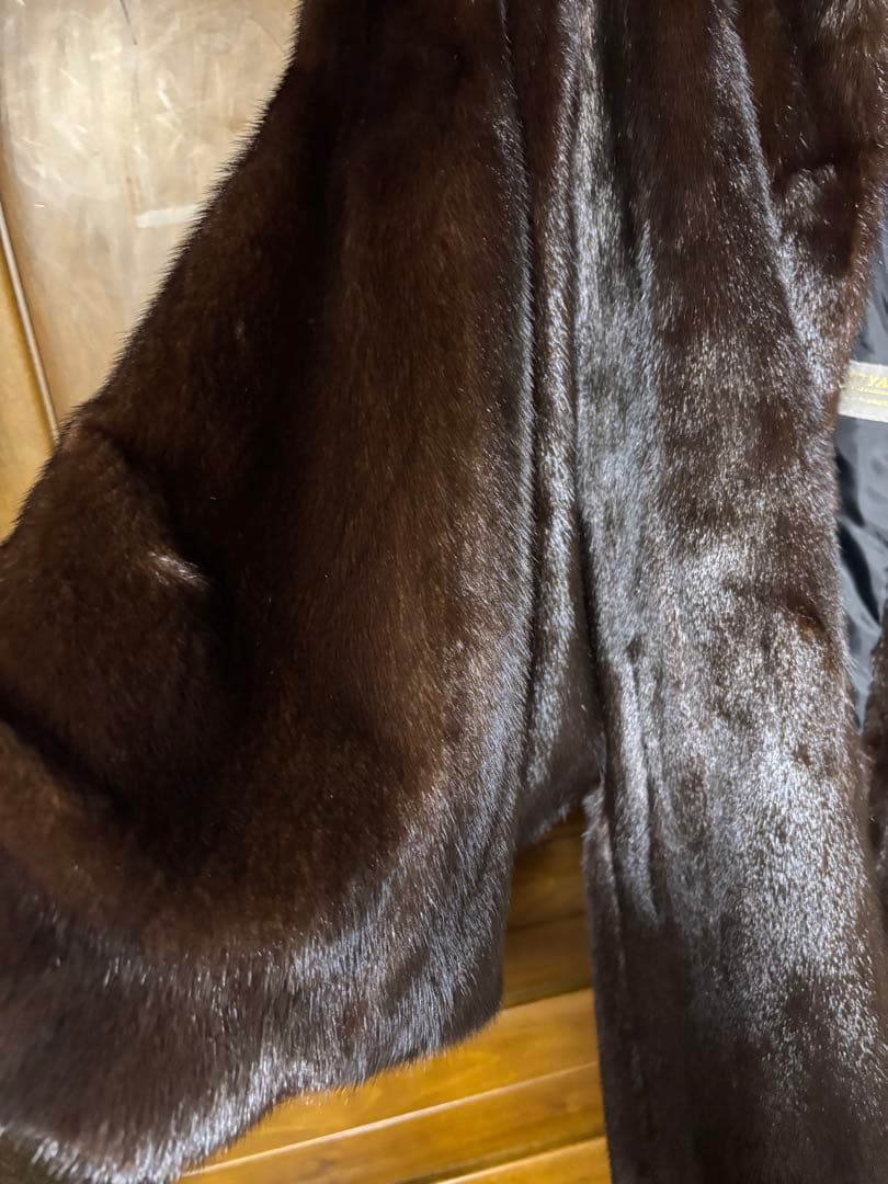 ダークブラウン 毛皮和装ロングコート