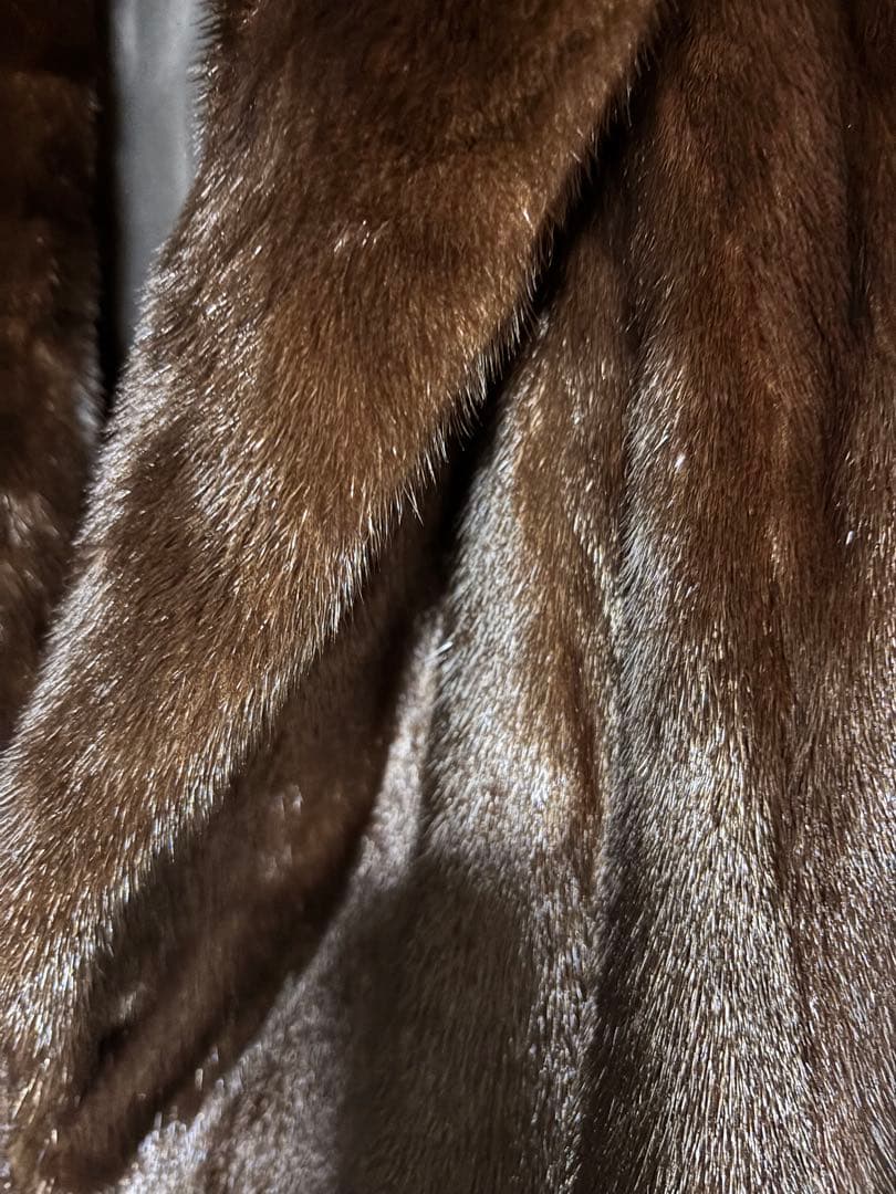 ダークブラウン 毛皮和装ロングコート