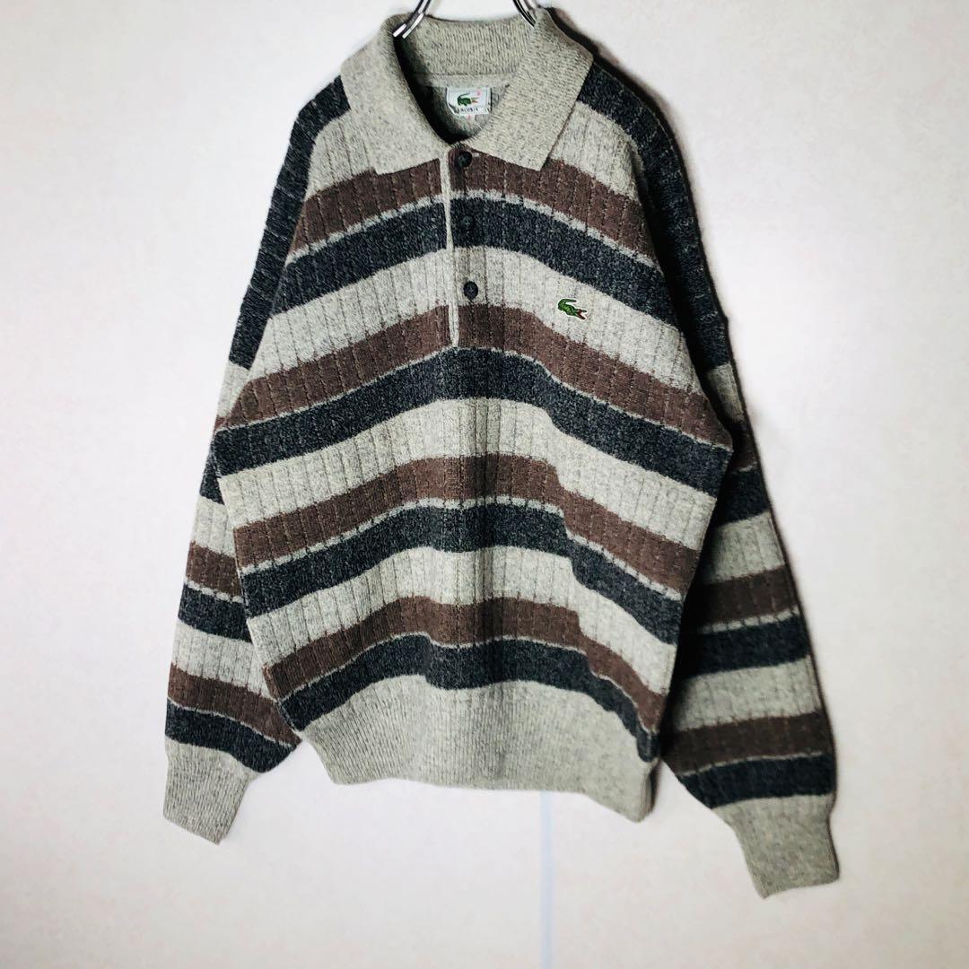 【新品 タグ付き】ラコステ ポロニット ウールニット ボーダー Lサイズ
