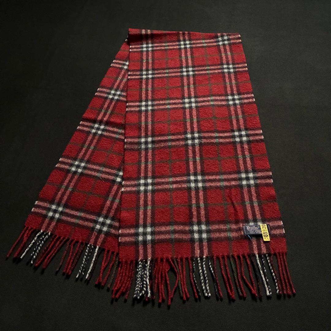イングランド製 old burberrys カシミヤマフラー 赤タータンチェック
