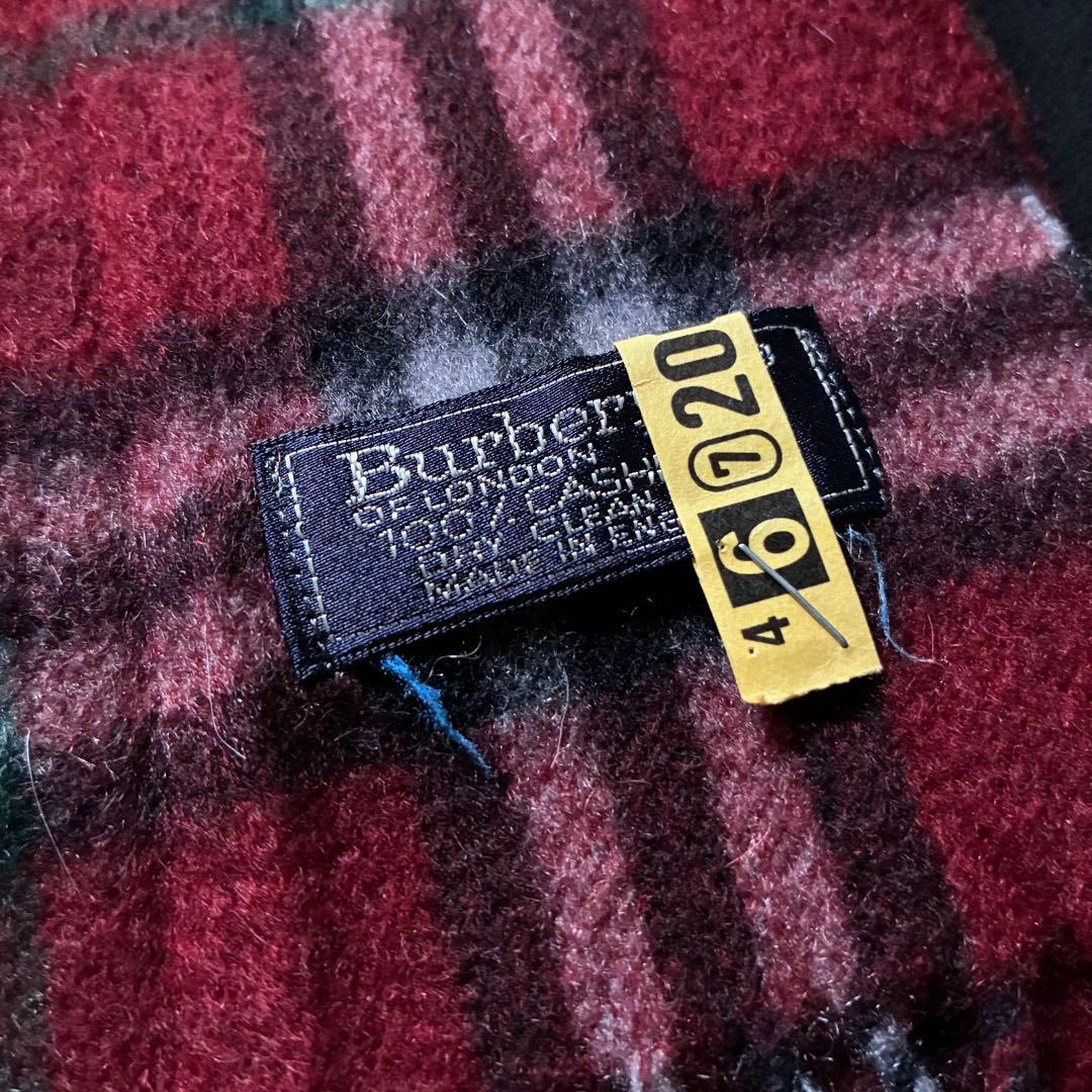 イングランド製 old burberrys カシミヤマフラー 赤タータンチェック