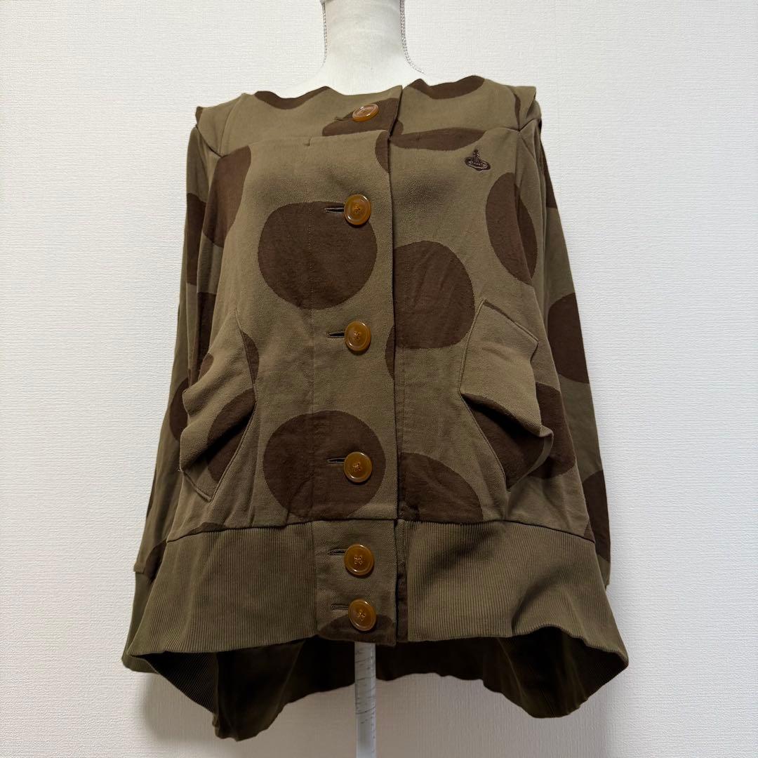 ヴィヴィアンウエストウッド　パーカー　魔女フード　ドット　カーキ　オーブ刺繍　L