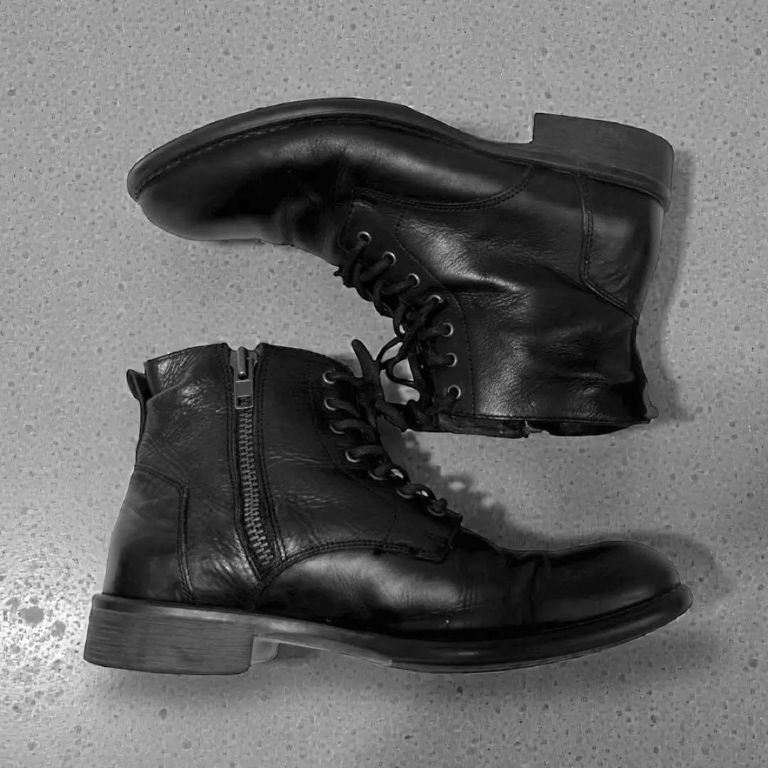 靴 00s archive real leather sidezipboots 26