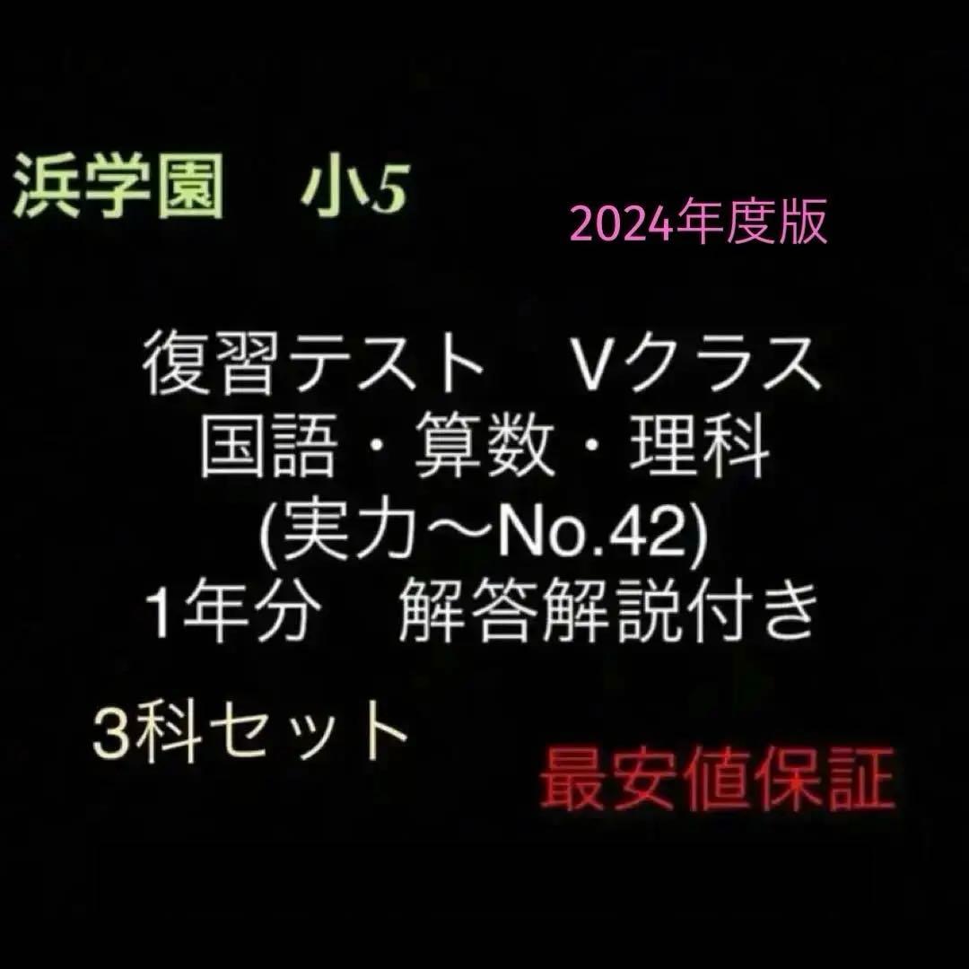 浜学園　小5　国語算数理科　Vクラス　復習テスト　実力〜No.42　解答解説付き