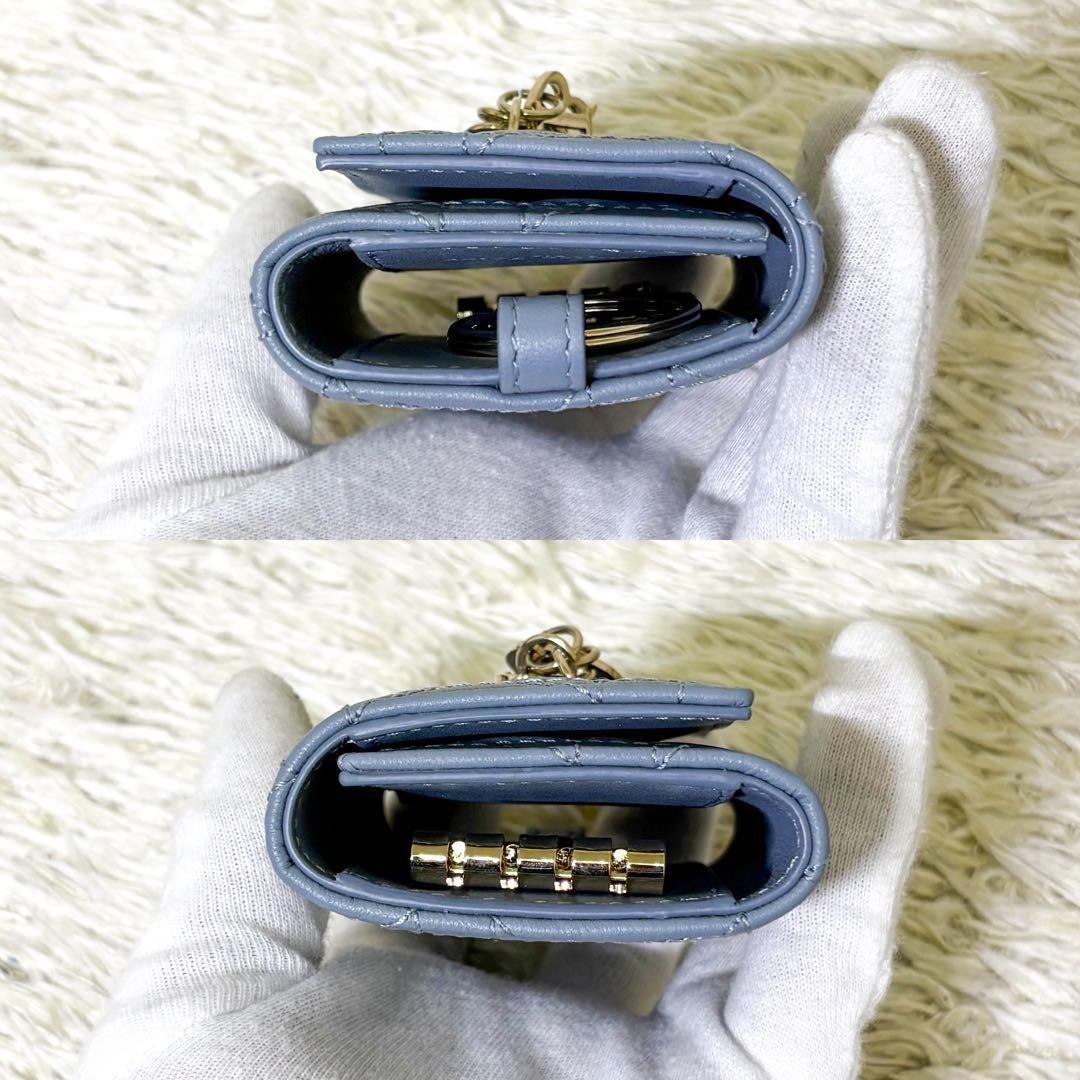 【新品同様】クリスチャンディオール キーケース キーリング カナージュ ブルー系