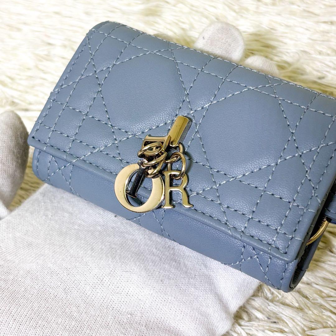 【新品同様】クリスチャンディオール キーケース キーリング カナージュ ブルー系