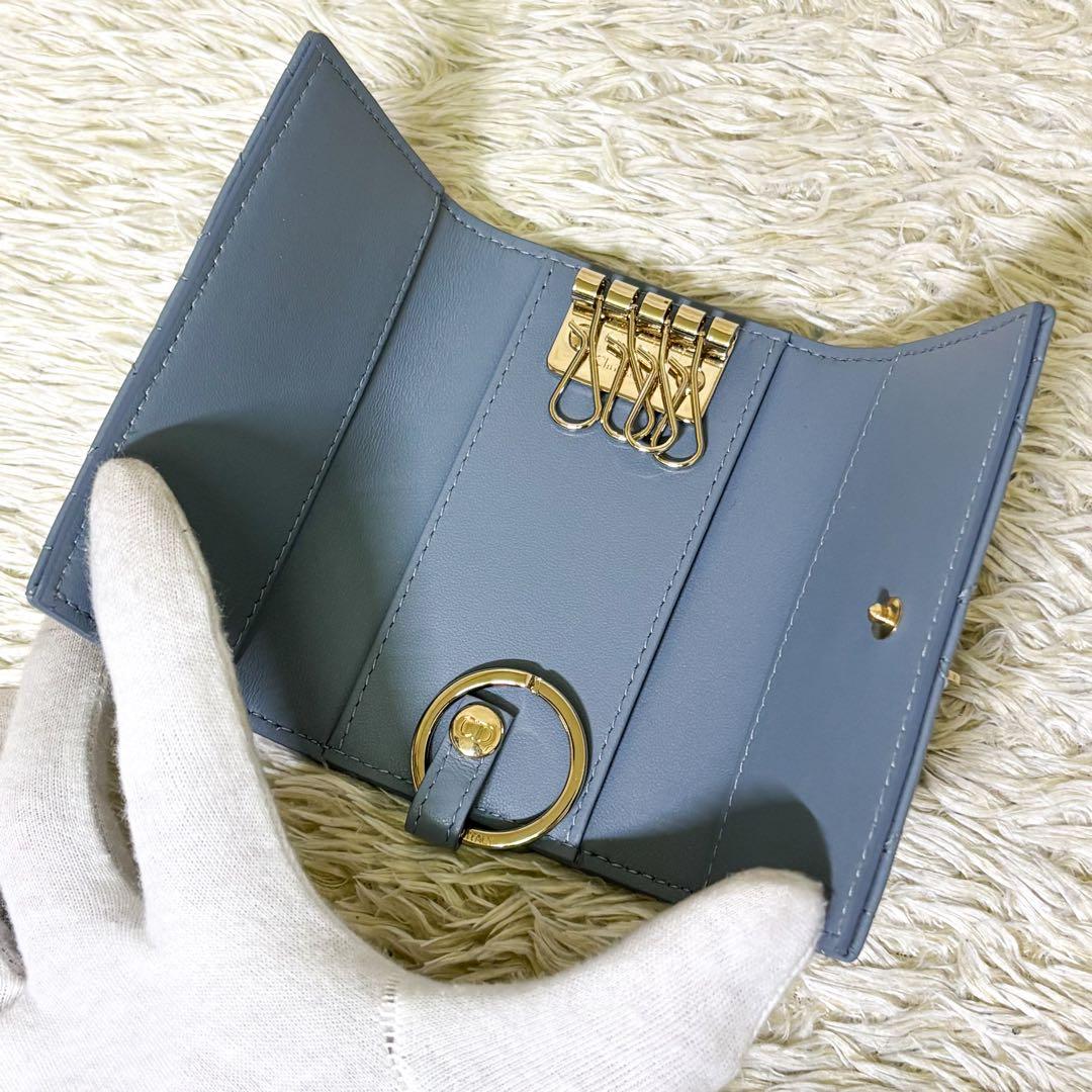 【新品同様】クリスチャンディオール キーケース キーリング カナージュ ブルー系