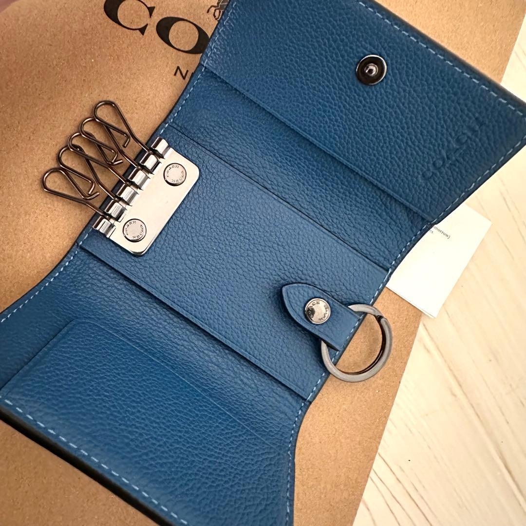 ★ 限定カラー 新品 COACHキーケース コーチ ブルー キーケース