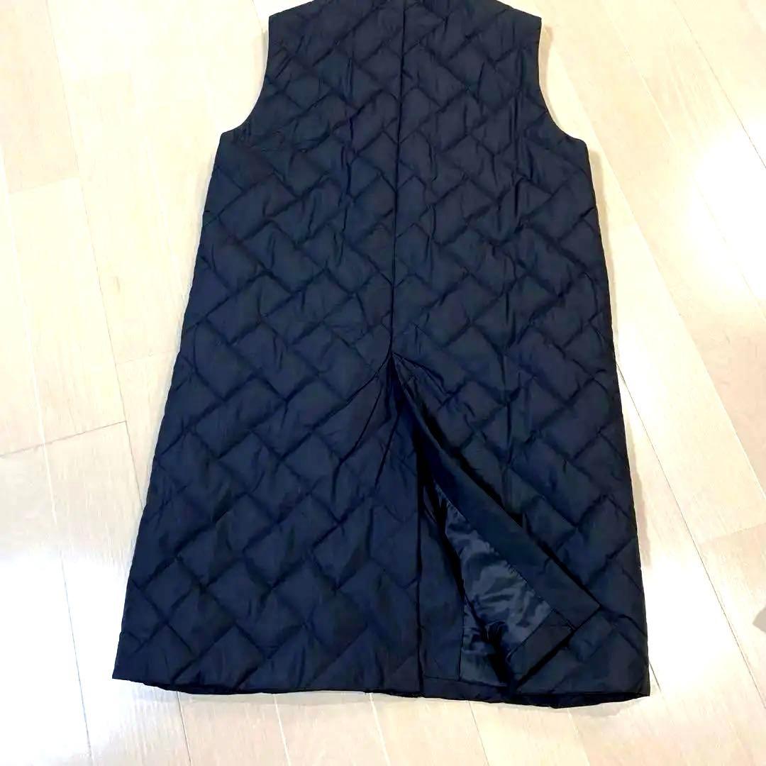 ブラック キルティング薄めダウンロングベスト 38 ほぼ未使用