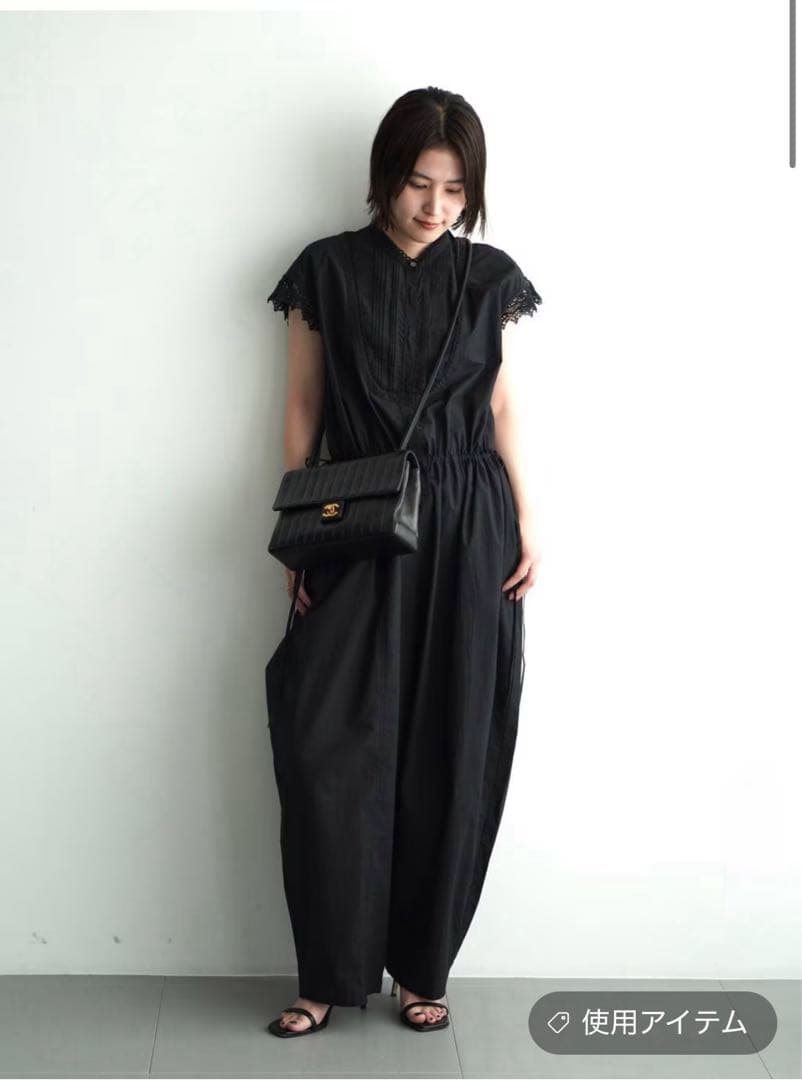 みかんCurensology コットンレースオールインワン ブラック