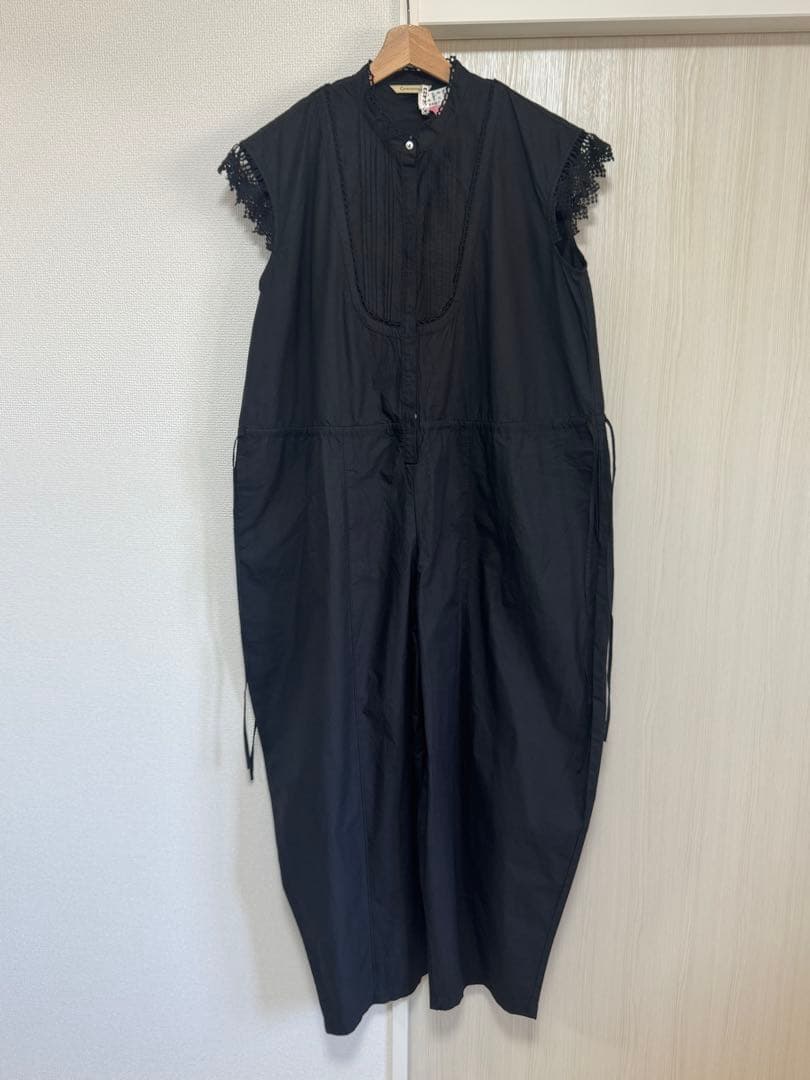 みかんCurensology コットンレースオールインワン ブラック