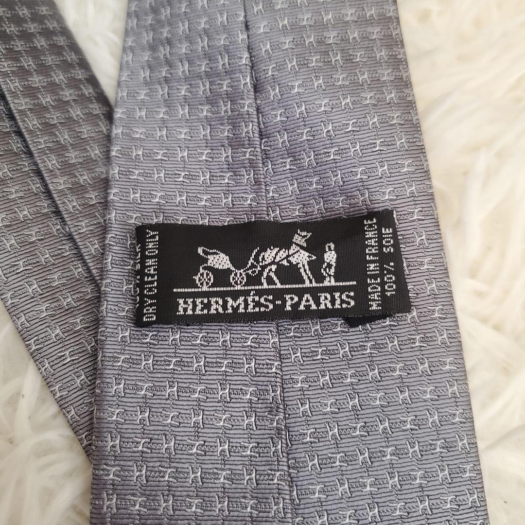 ⭐未使用級⭐HERMES エルメス ファソネ H柄 ネクタイ グレー