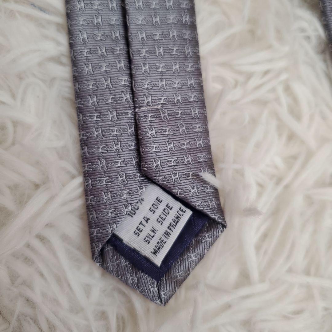 ⭐未使用級⭐HERMES エルメス ファソネ H柄 ネクタイ グレー