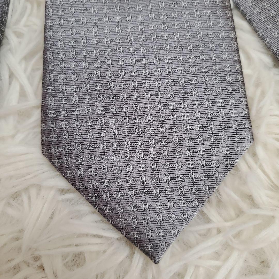⭐未使用級⭐HERMES エルメス ファソネ H柄 ネクタイ グレー