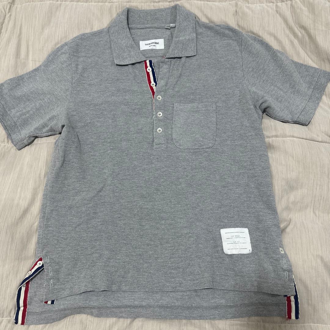 値下げ美品THOM BROWNE ポロシャツ グレー サイズ3