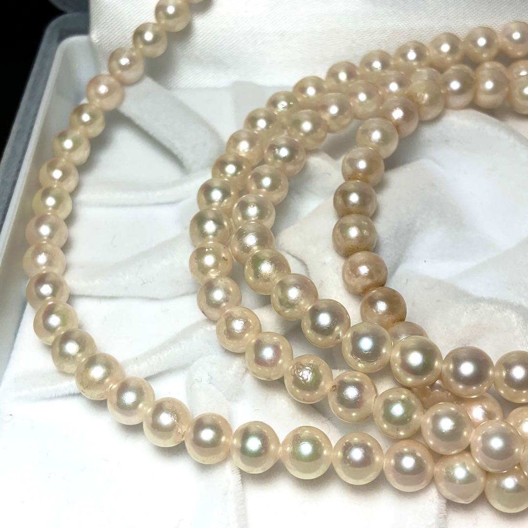 超ロング 121㎝✨ あこや真珠 パールネックレス 6-6.5㎜ ソーティング