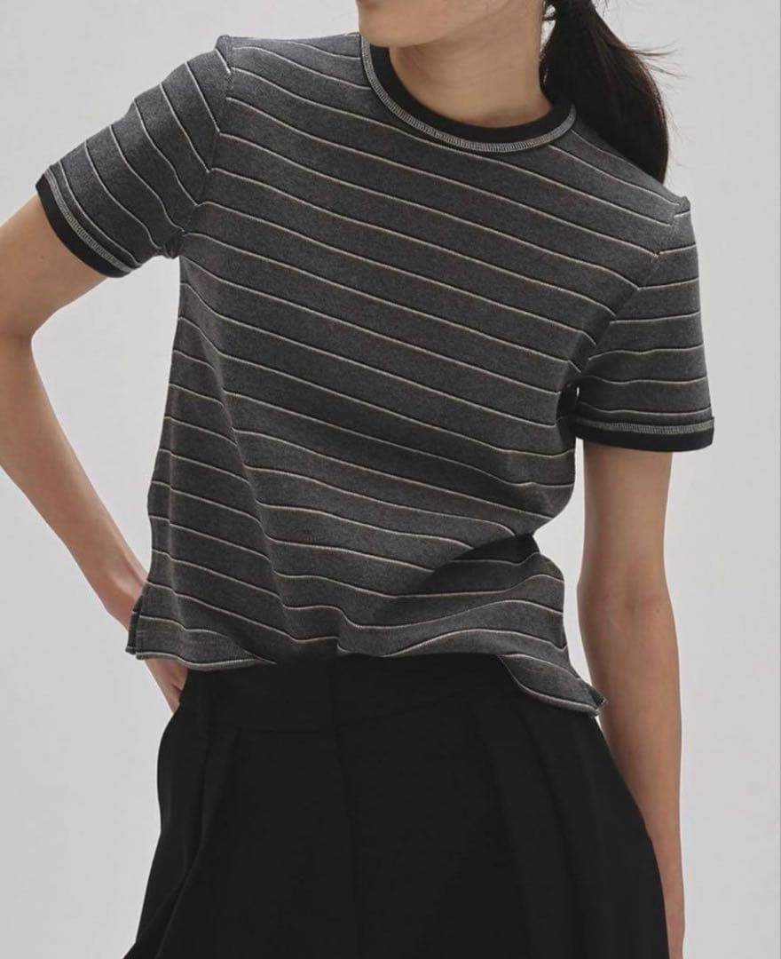 asana　TODAYFUL Border Ringer Teeグレー