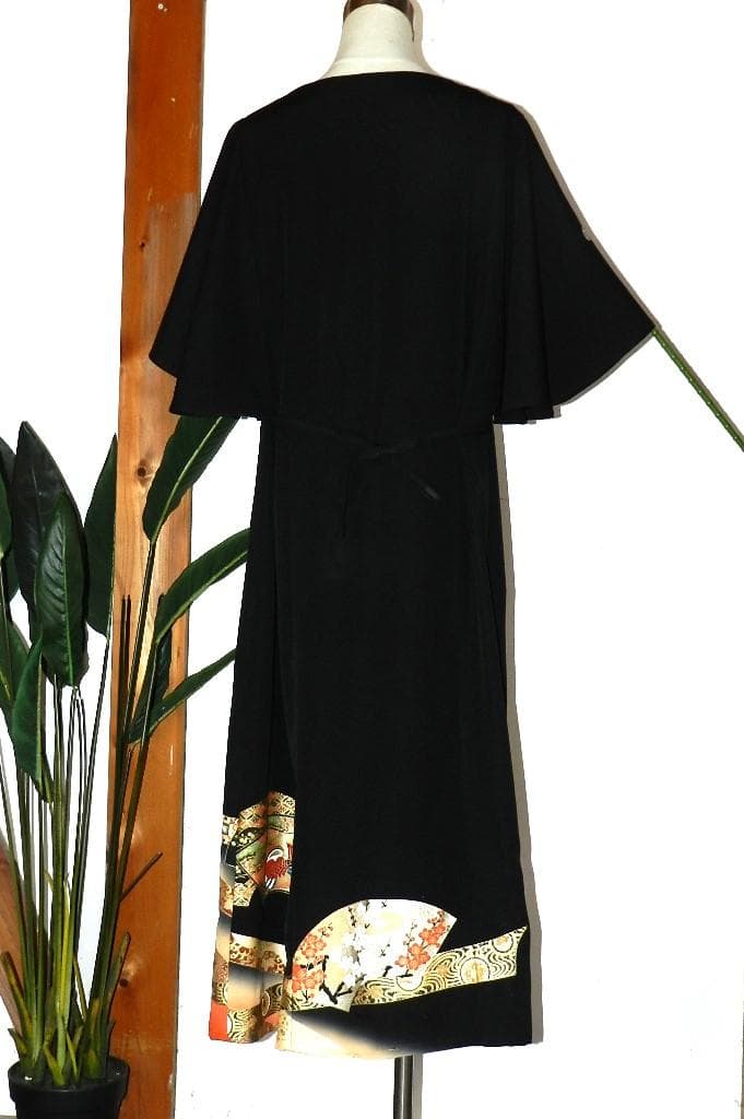 留袖　ワンピース　ドレス　フレアー袖　手書き友禅染　正絹　475　夢ちりめん