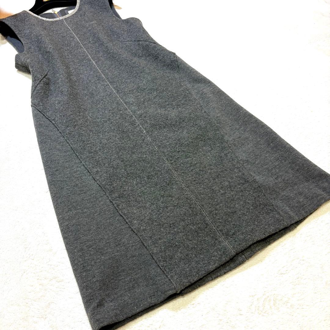 MORABITO STYLE 38 ウールワンピース グレー モニーレ装飾