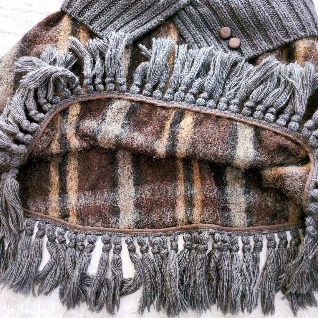 MAX＆Co　アルパカモヘヤポンチョ　チェック　ケープ　マックスマーラ