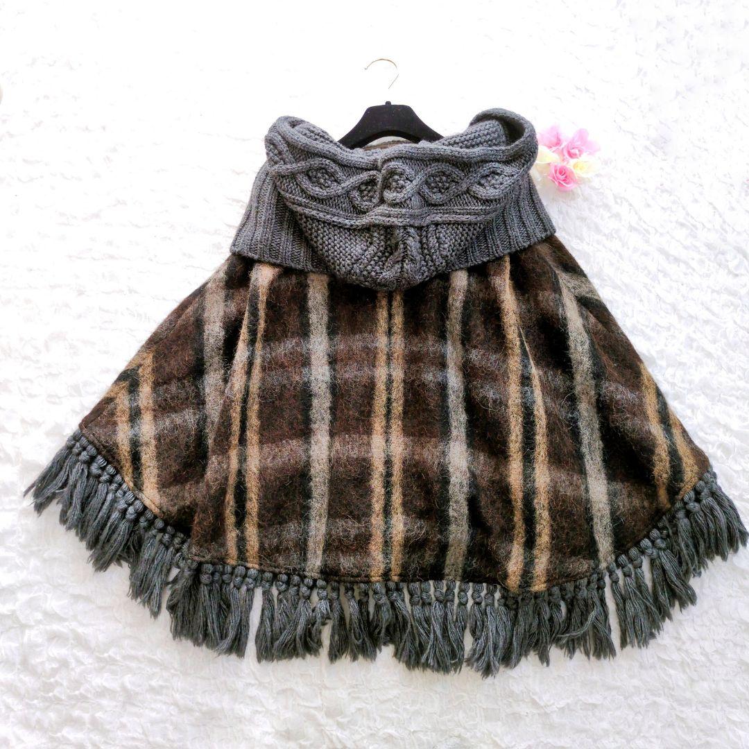 MAX＆Co　アルパカモヘヤポンチョ　チェック　ケープ　マックスマーラ