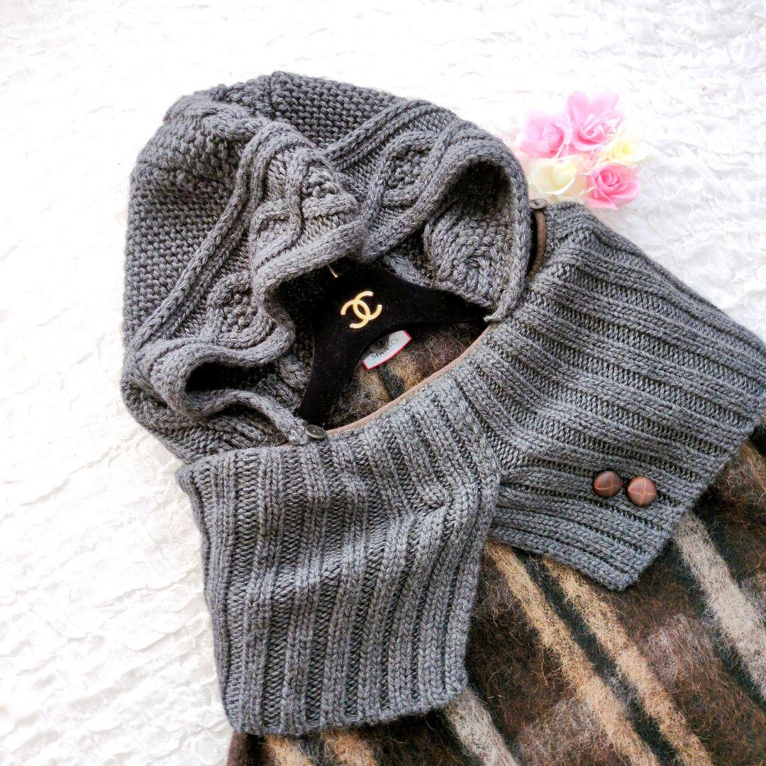 MAX＆Co　アルパカモヘヤポンチョ　チェック　ケープ　マックスマーラ