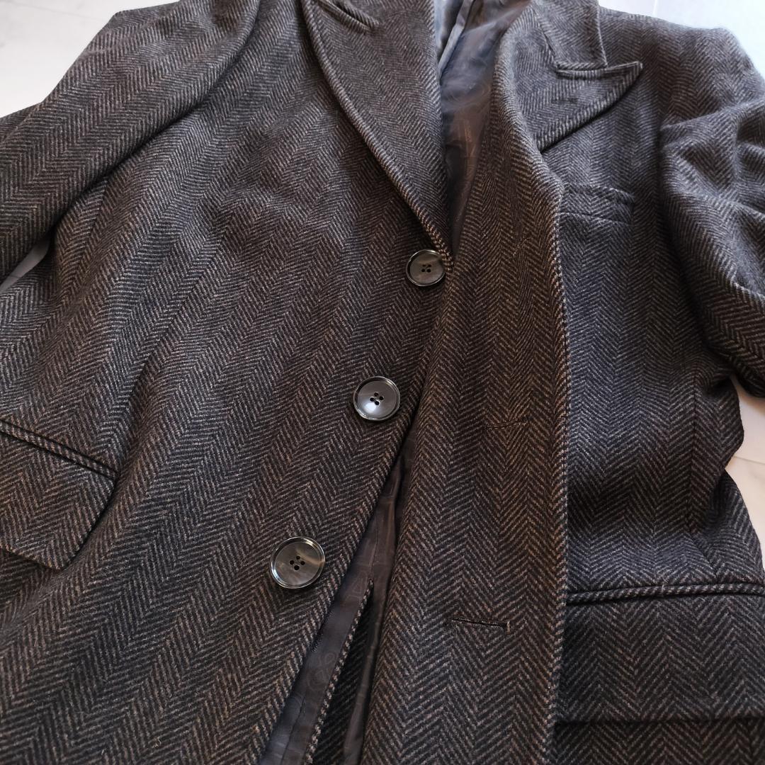 ドルチェアンドガッバーナ ウールヘリンボーンチェスターコート 52XL ブラウン