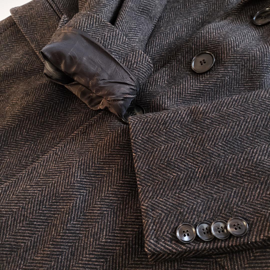 ドルチェアンドガッバーナ ウールヘリンボーンチェスターコート 52XL ブラウン