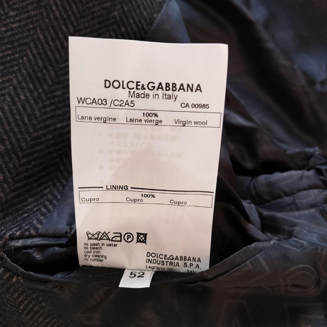 ドルチェアンドガッバーナ ウールヘリンボーンチェスターコート 52XL ブラウン