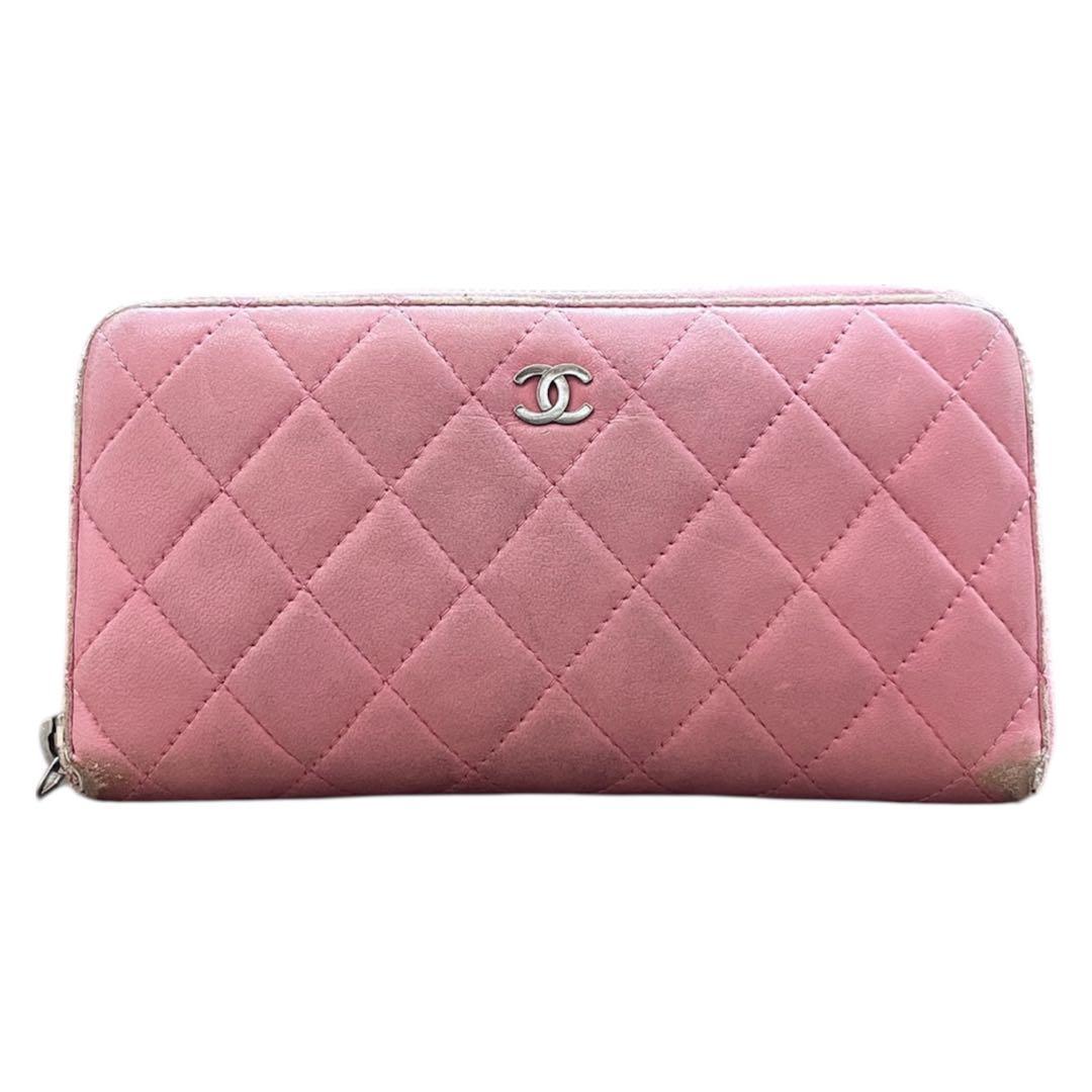 CHANEL シャネル マトラッセ ラムスキン 長財布 財布 ピンク ココマーク