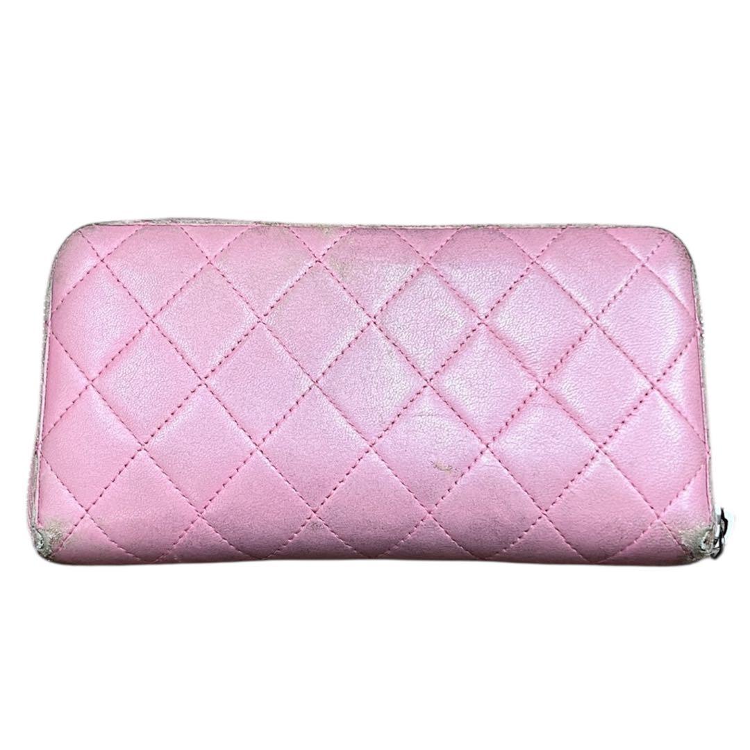 CHANEL シャネル マトラッセ ラムスキン 長財布 財布 ピンク ココマーク