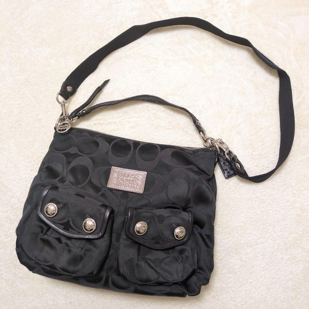 コーチ ポピー シグネチャー 2way ショルダーバッグ 黒 COACH