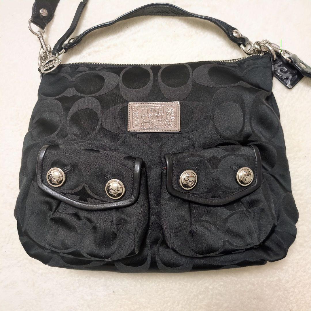 コーチ ポピー シグネチャー 2way ショルダーバッグ 黒 COACH
