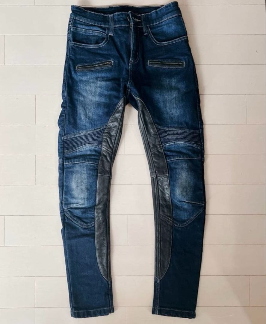 美品　デグナー レディース Mサイズ 冬用 バイク デニム 牛革 膝パッド