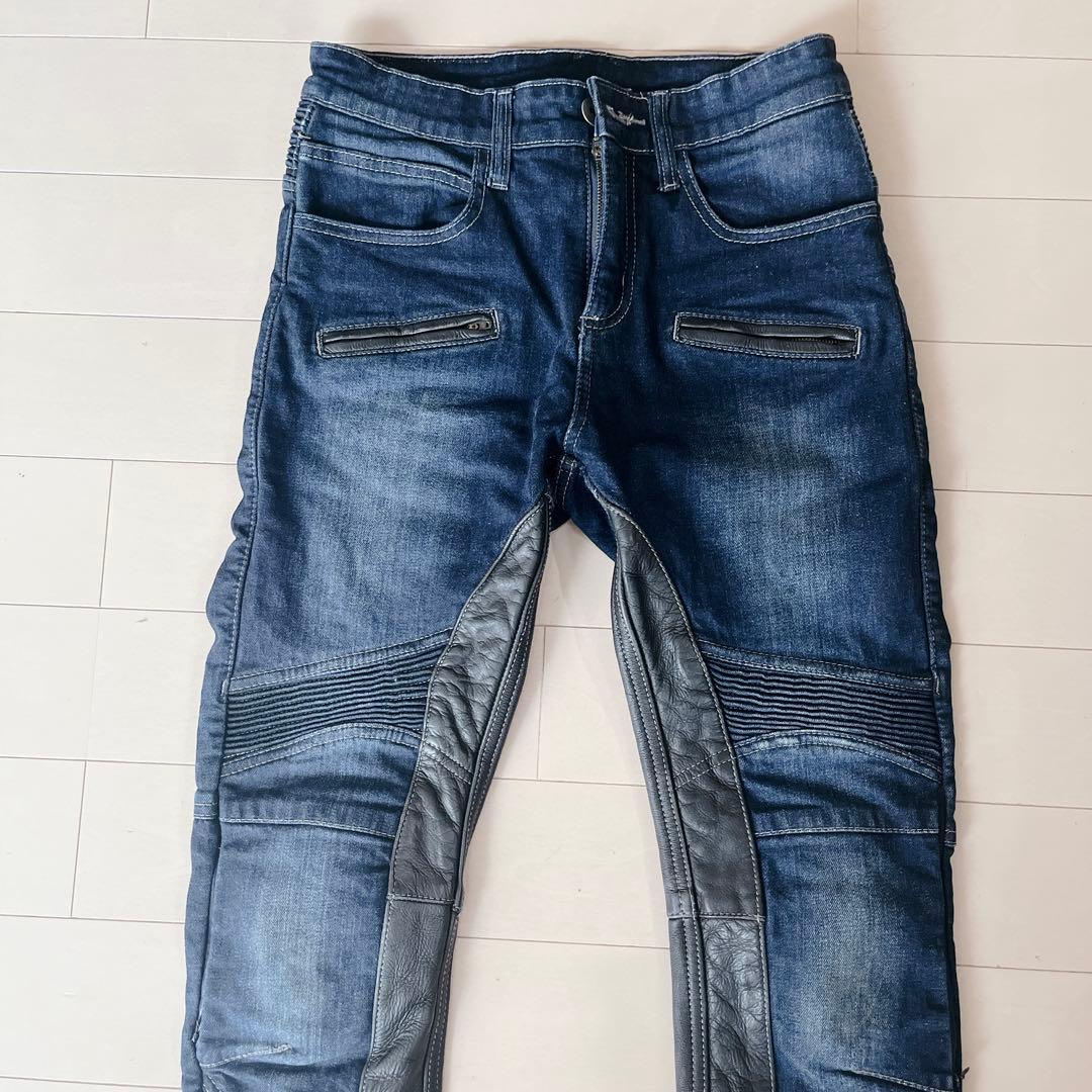 美品　デグナー レディース Mサイズ 冬用 バイク デニム 牛革 膝パッド