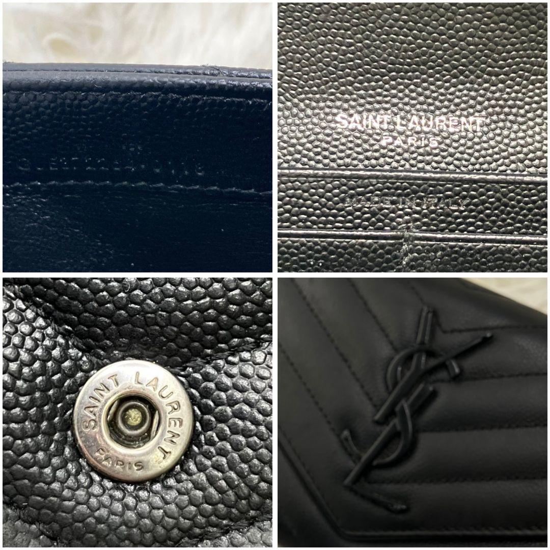 大人気✨サンローラン 長財布 キャビアスキン カサンドラロゴ ブラック
