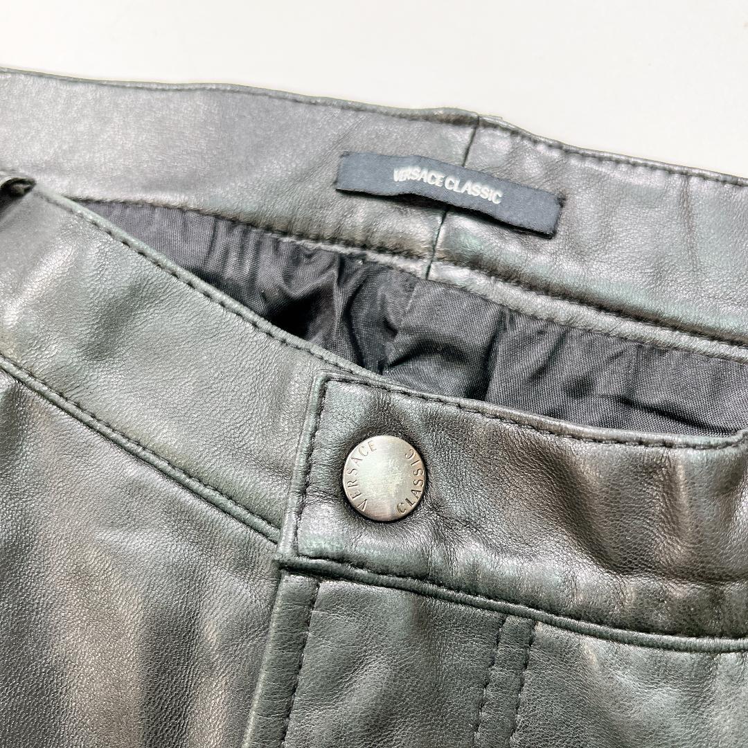 VERSACE CLASSIC ラム レザーパンツ ブラック 52 L 本革