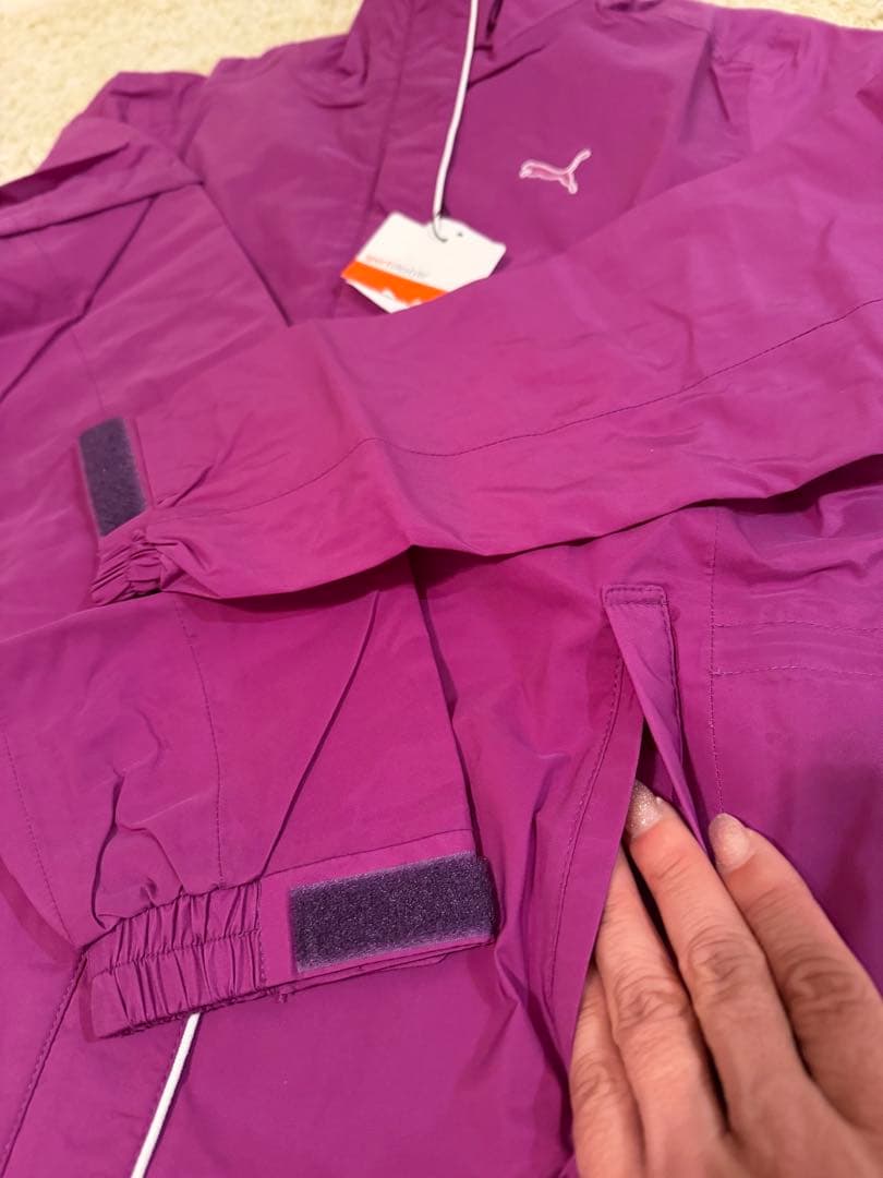 新品未使用PUMA レディース レインスーツ Oサイズ パープルセット