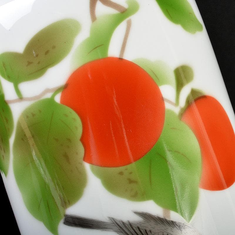 有田焼　宮内庁御用達　深川製磁　色絵鳥果実文　花瓶　花入　共箱　C　5500