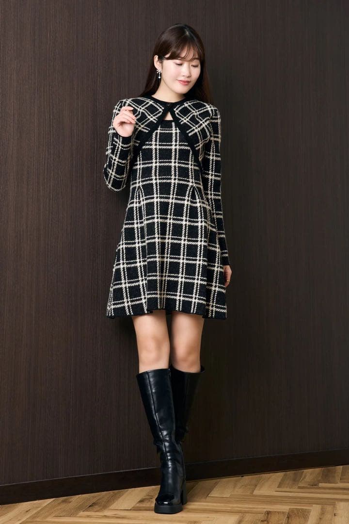 herlipto Pantheon Checked Knit Dress 黒