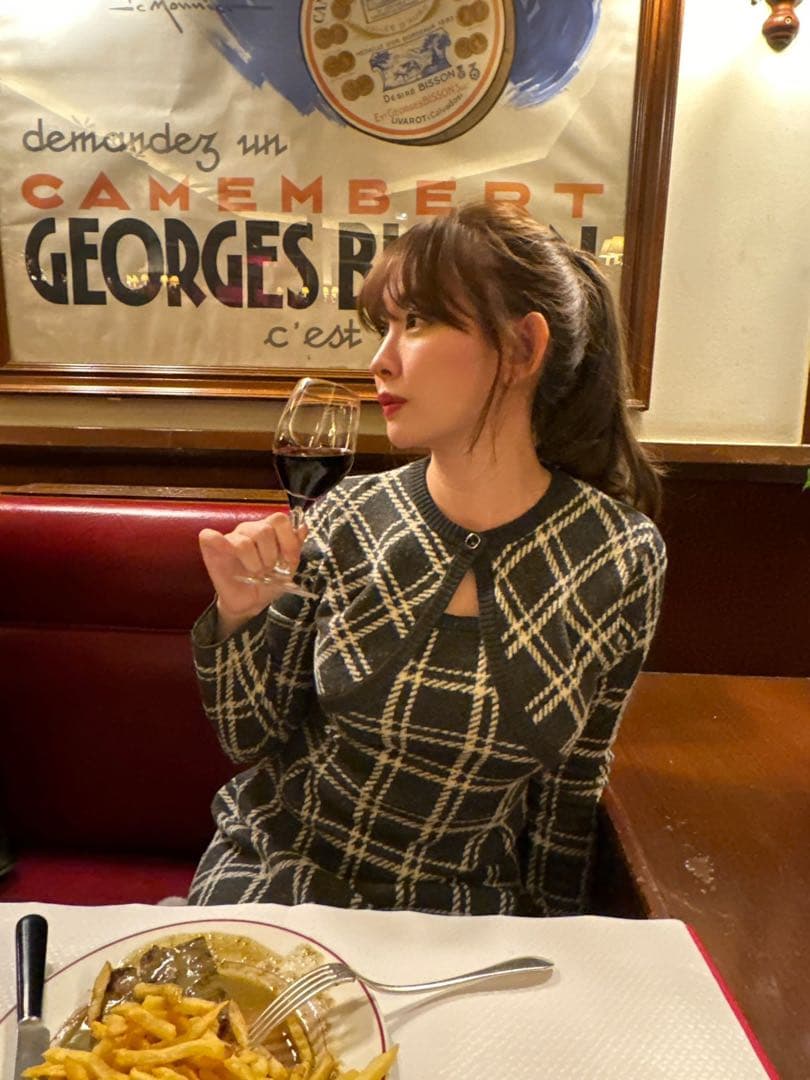 herlipto Pantheon Checked Knit Dress 黒