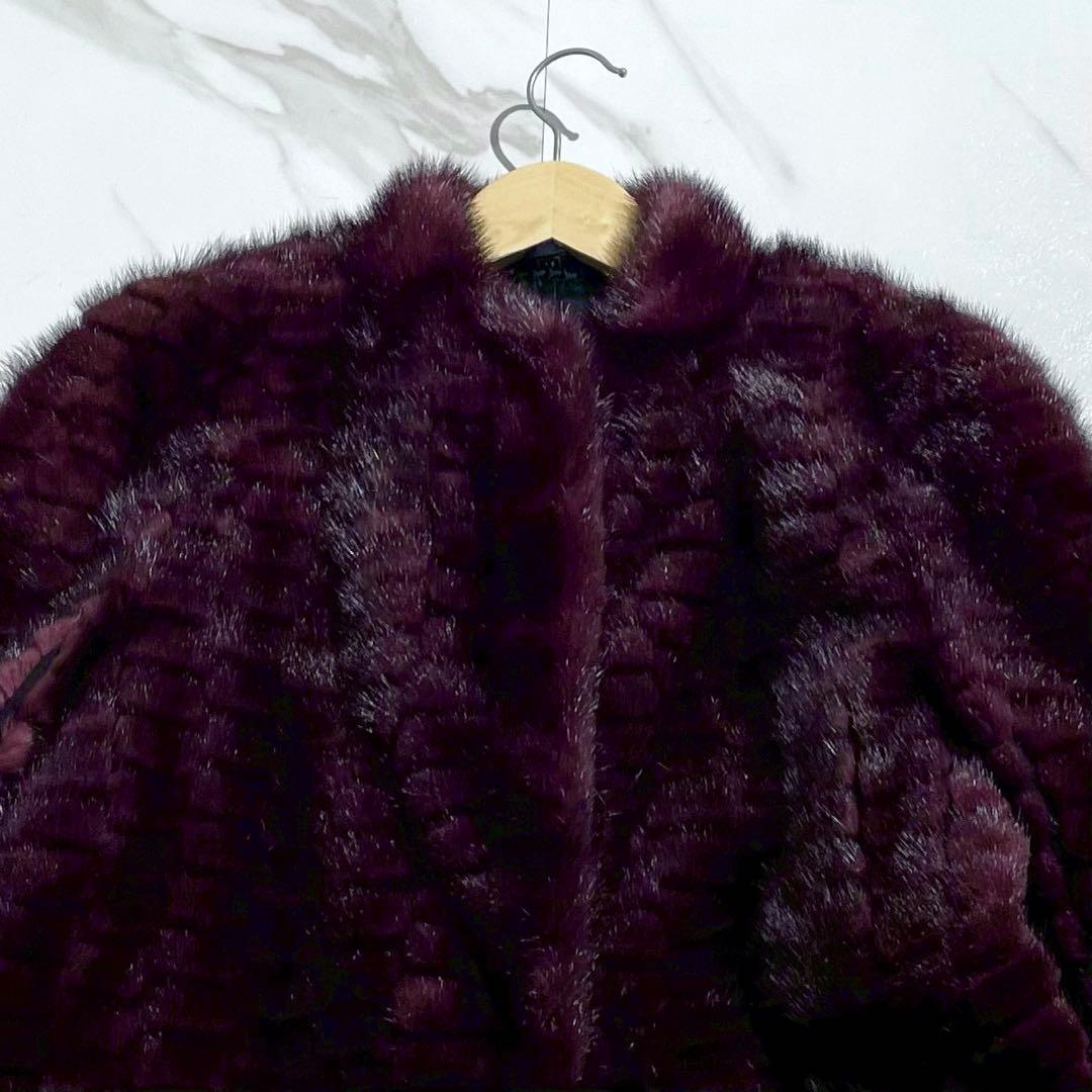 美品✨ SAGAMINK カラーミンク パープル ファーコート ハーフ丈 L