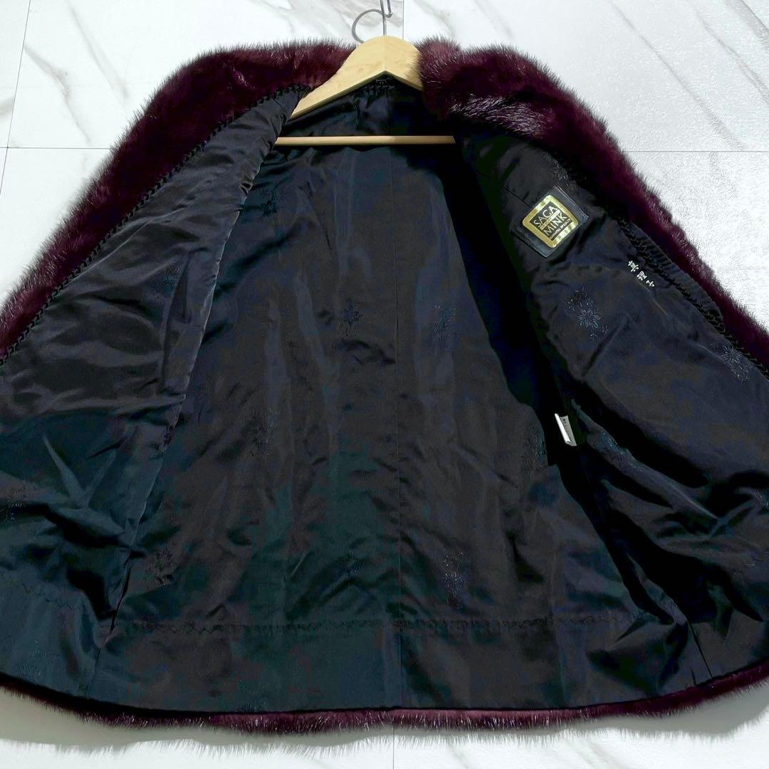 美品✨ SAGAMINK カラーミンク パープル ファーコート ハーフ丈 L