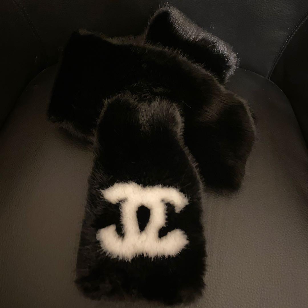 CHANELもふもふマフラー イヤーマフ 可愛いお揃い ブラック ノベルティ