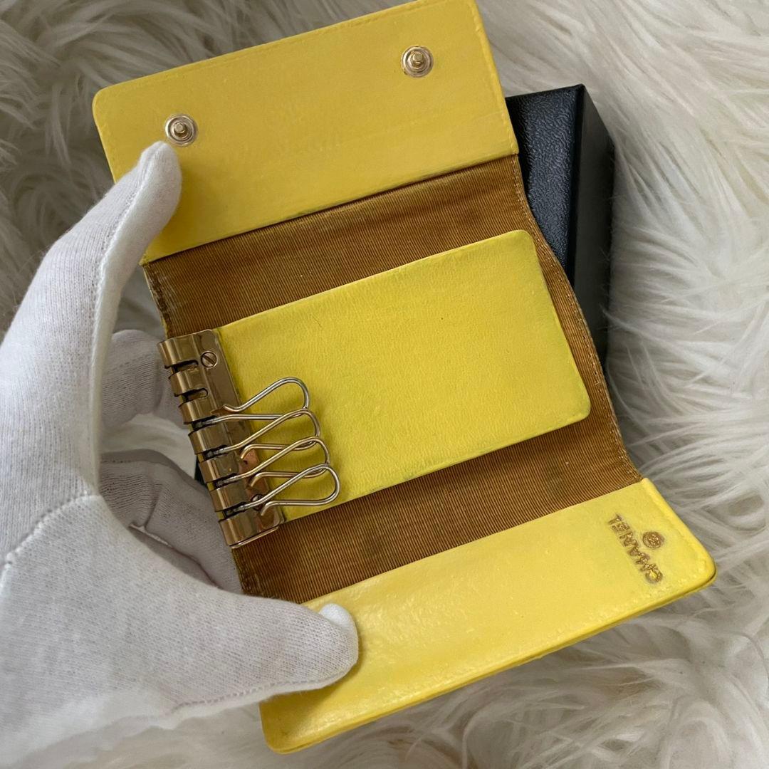 金運 シャネル CHANEL カードケース キーケース イエロー ココマーク