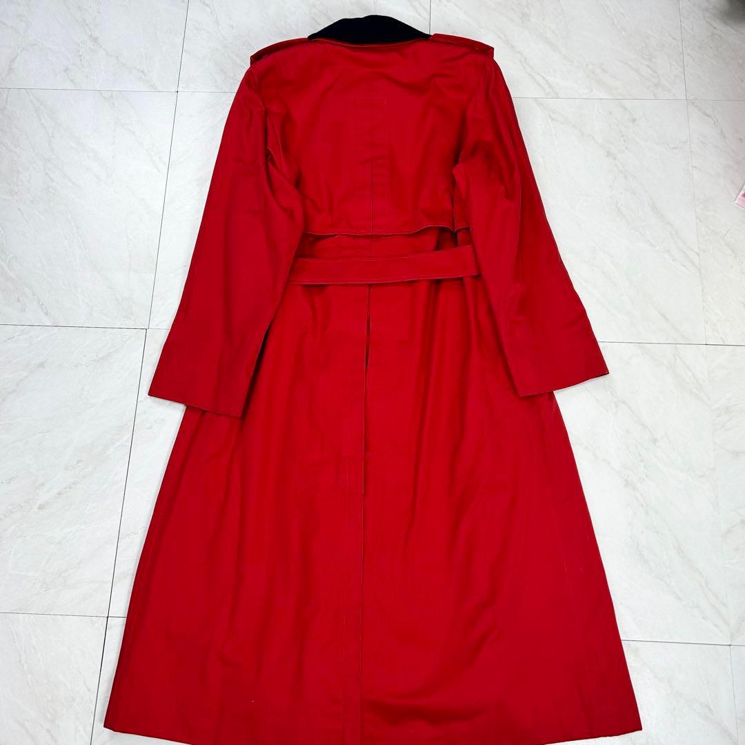 美品 バーバリー マキシ丈 ダブル トレンチコート ライナー ベルト 赤 L