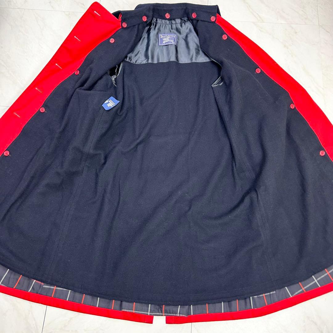 美品 バーバリー マキシ丈 ダブル トレンチコート ライナー ベルト 赤 L