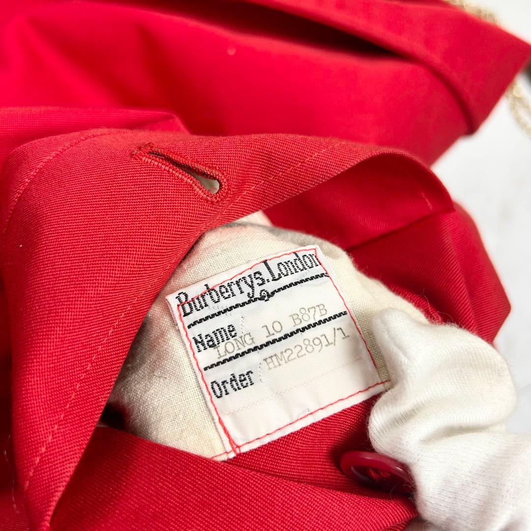 美品 バーバリー マキシ丈 ダブル トレンチコート ライナー ベルト 赤 L