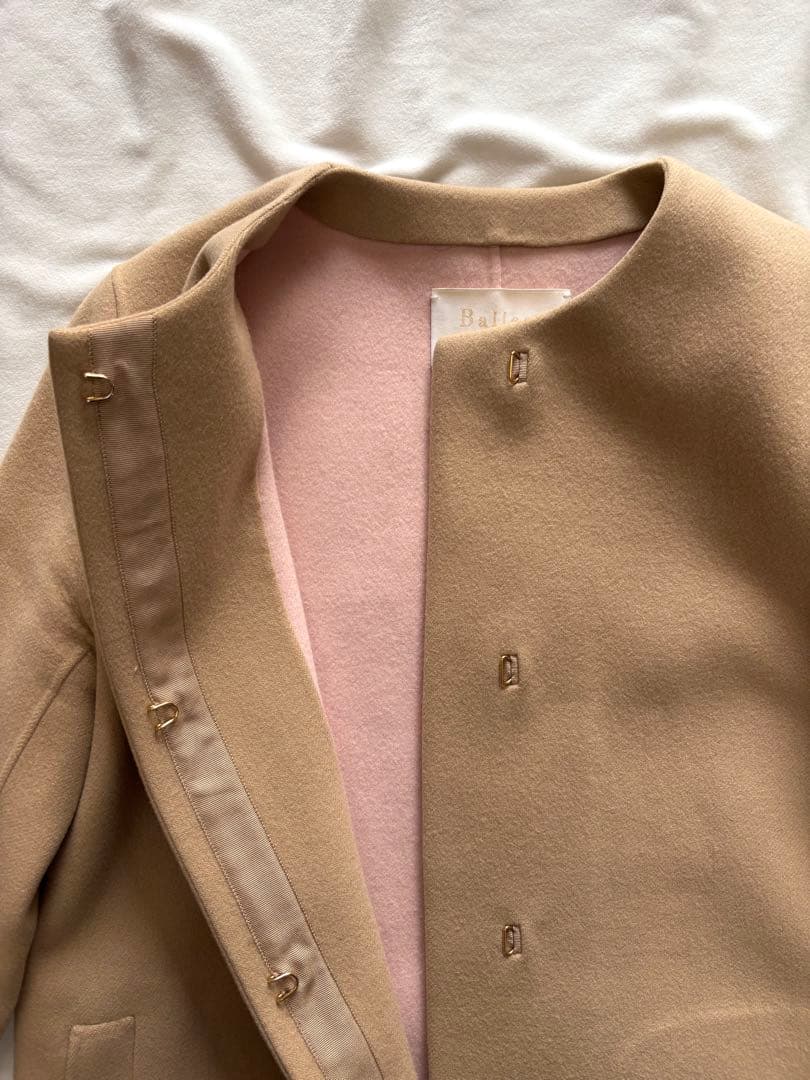 美品☆ボールジィ　トゥモローランド　カシミヤ混　ノーカラーコート ロングコート